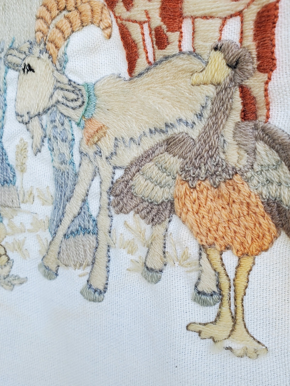 Hand-Crewel Work Farm Animal Panel - Multi Color - Picture 5 of 9